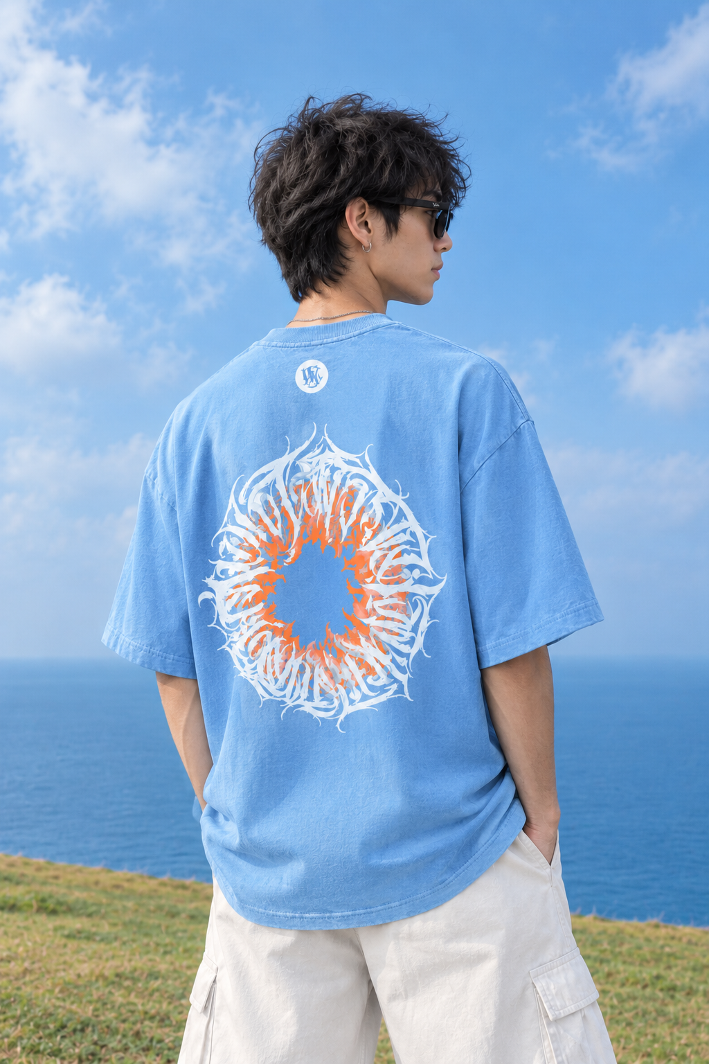 INFERNO EYE OVERSIZED BLUE T-SHIRT | GRAPHIC STREETWEAR TEE