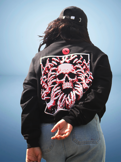 BLOODED SKULL BASIC BLACK STREETWEAR SWEATSHIRT