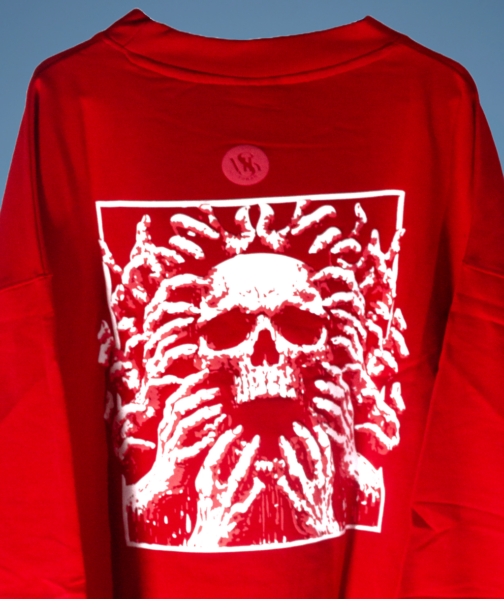 BLOODED SKULL BASIC RED SWEATSHIRT