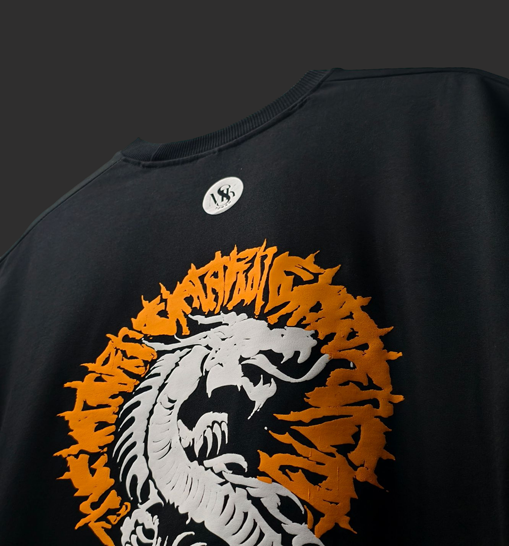 DRAGON ASCENSION OVERSIZED BLACK T-SHIRT | DRAGON GRAPHIC STREETWEAR