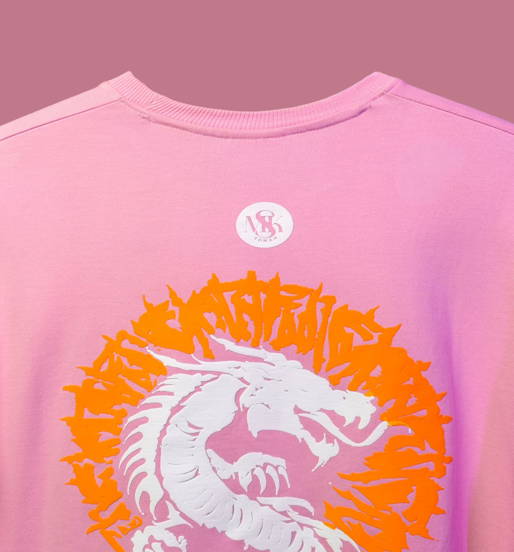 DRAGON ASCENSION OVERSIZED PINK T-SHIRT | DRAGON GRAPHIC STREETWEAR