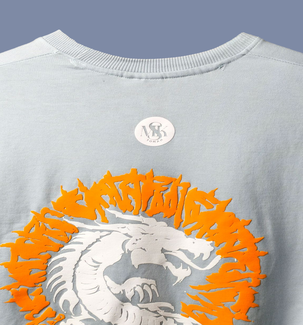 DRAGON ASCENSION OVERSIZED BLUE T-SHIRT | DRAGON GRAPHIC STREETWEAR