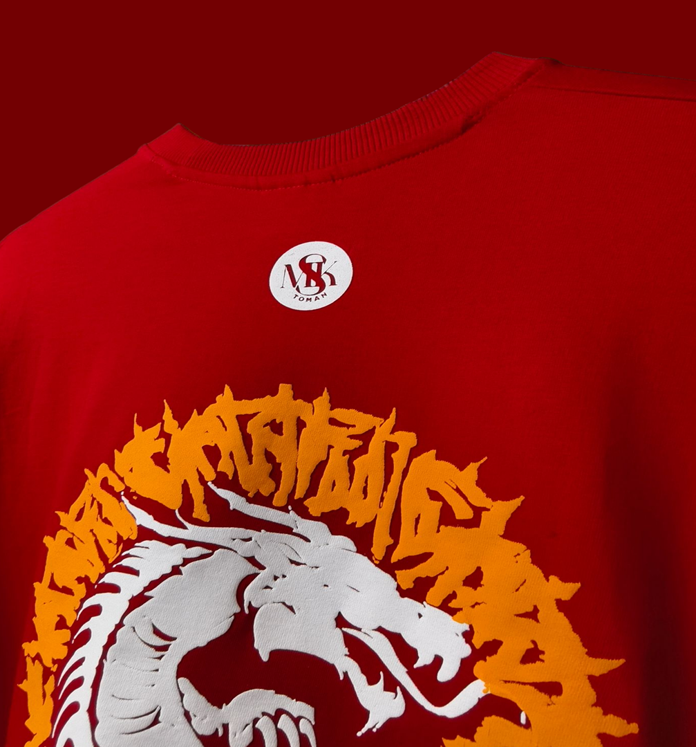 DRAGON ASCENSION OVERSIZED RED T-SHIRT | DRAGON GRAPHIC STREETWEAR
