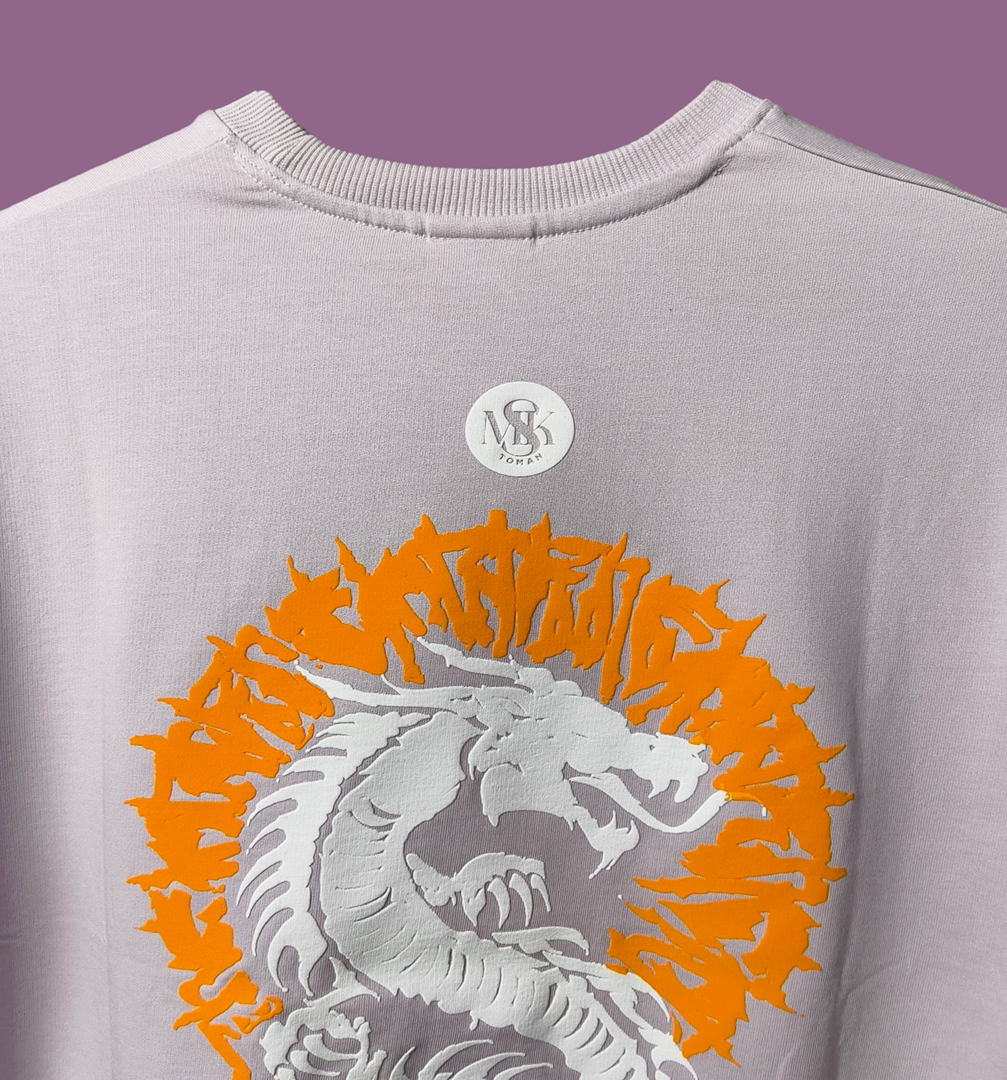 DRAGON ASCENSION OVERSIZED LAVENDER T-SHIRT | DRAGON GRAPHIC STREETWEAR