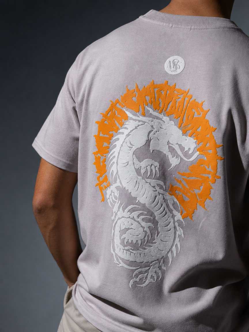 DRAGON ASCENSION OVERSIZED LAVENDER T-SHIRT | DRAGON GRAPHIC STREETWEAR