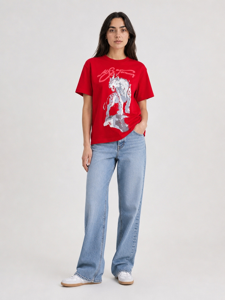 RED WILD RESIGN STREETWEAR T-SHIRT