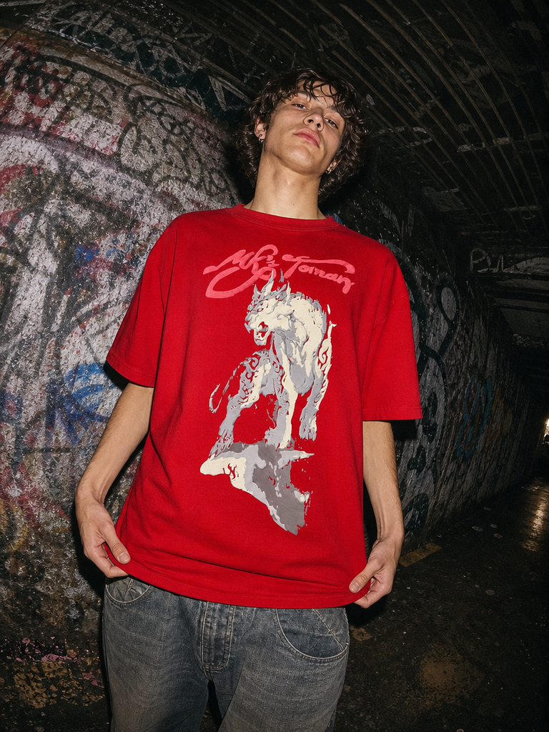 RED WILD RESIGN STREETWEAR T-SHIRT