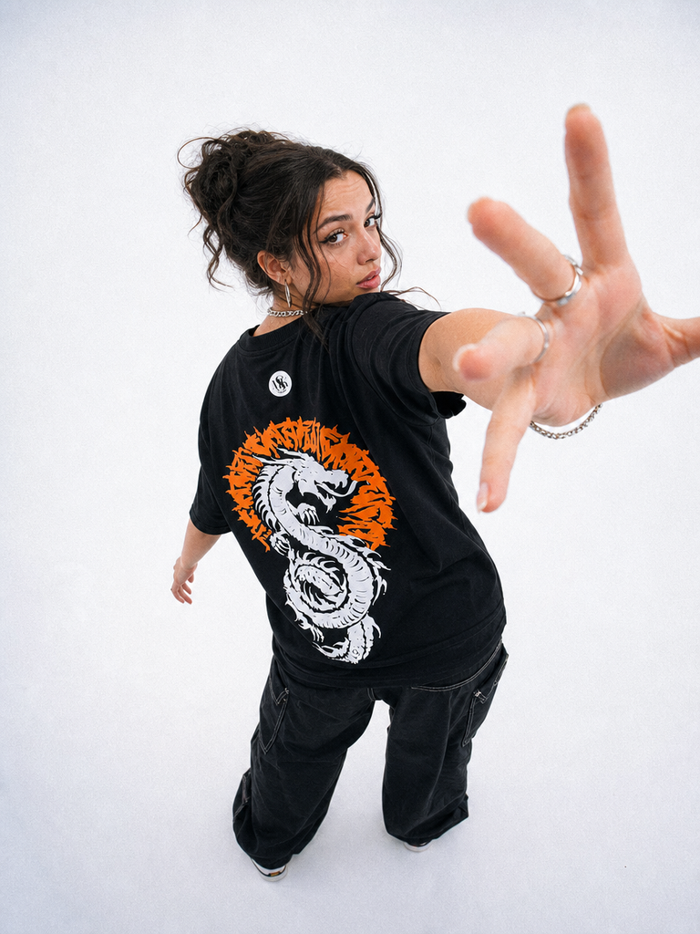 DRAGON ASCENSION OVERSIZED BLACK T-SHIRT | DRAGON GRAPHIC STREETWEAR