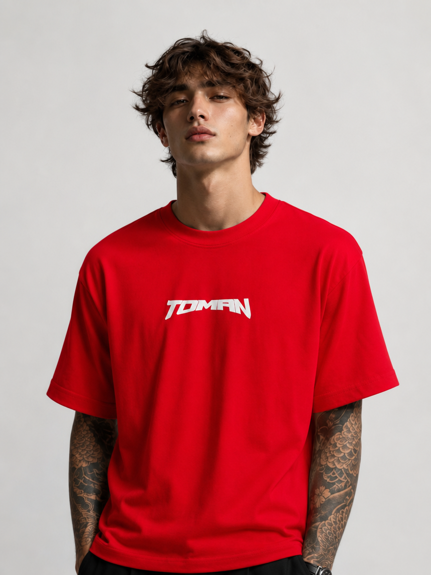 DRAGON ASCENSION OVERSIZED RED T-SHIRT | DRAGON GRAPHIC STREETWEAR