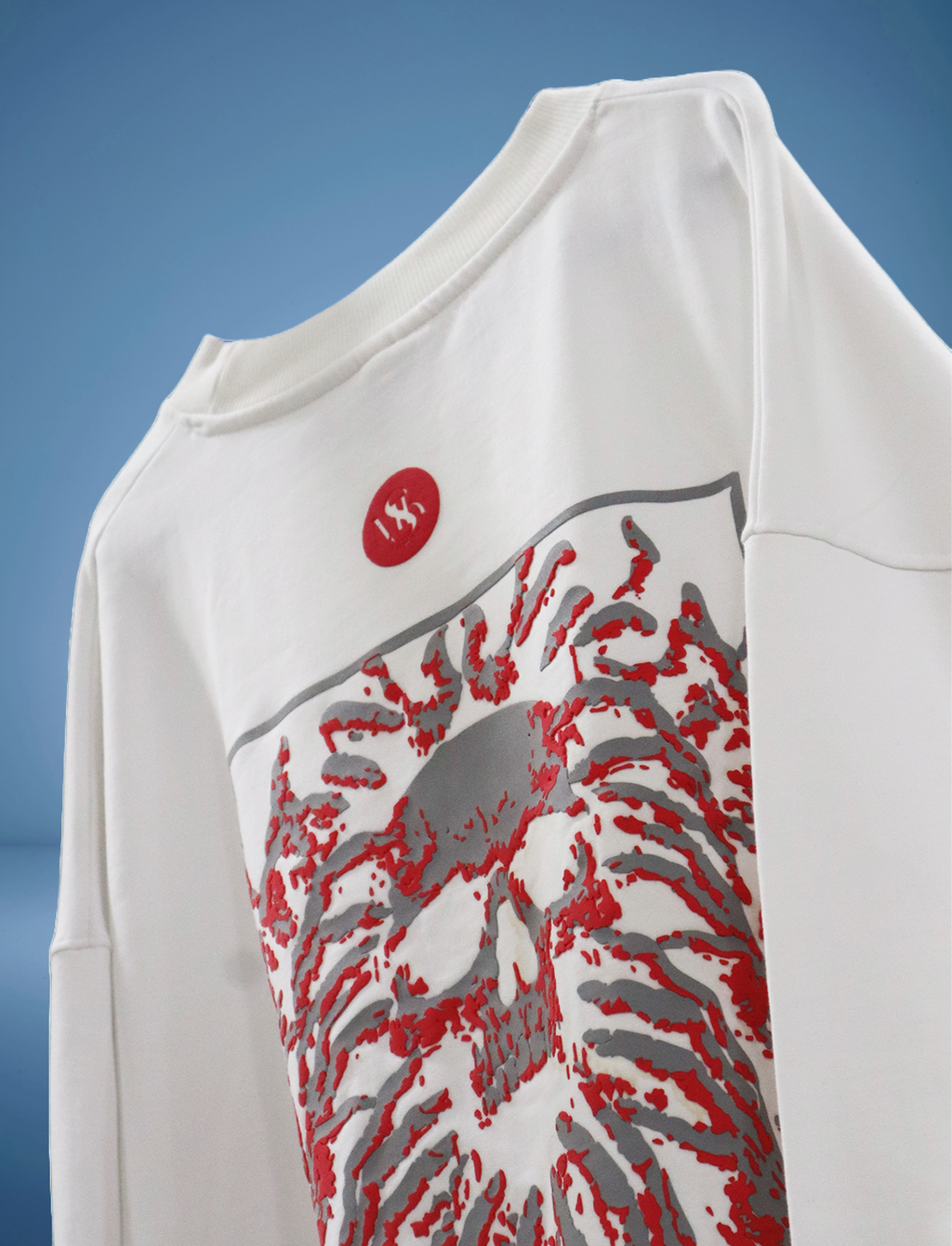 BLOODED SKULL BASIC WHITE SWEATSHIRT